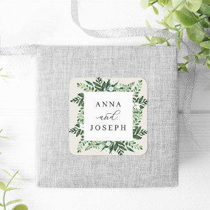 Greenhouse Frame   Watercolor Botanical Wedding Square Sticker