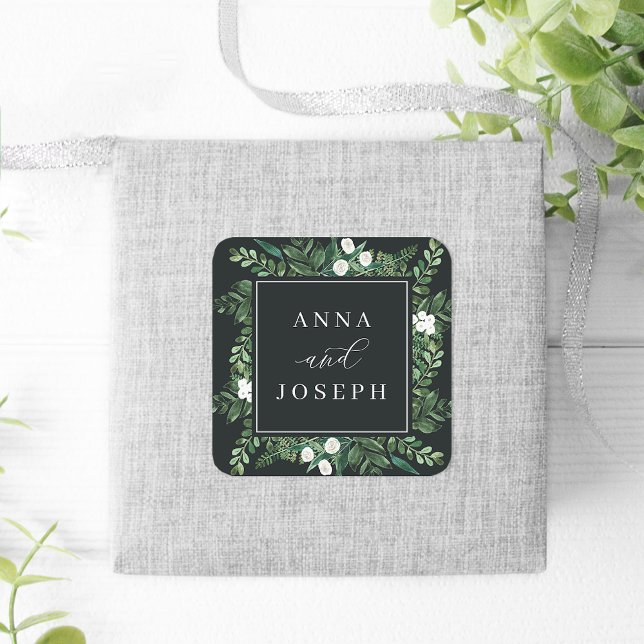 Greenhouse Frame | Watercolor Botanical Wedding Square Sticker (Creator Uploaded)