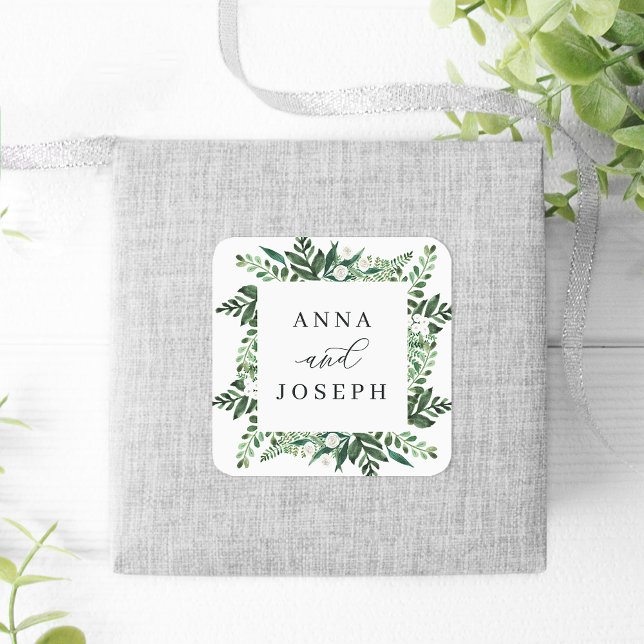Greenhouse Frame | Watercolor Botanical Wedding Square Sticker (Creator Uploaded)