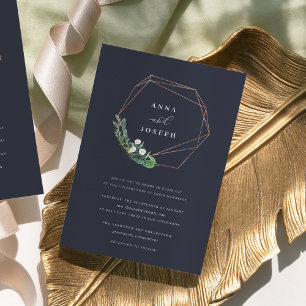 Greenhouse Geometric Wreath   Botanical Wedding Invitation