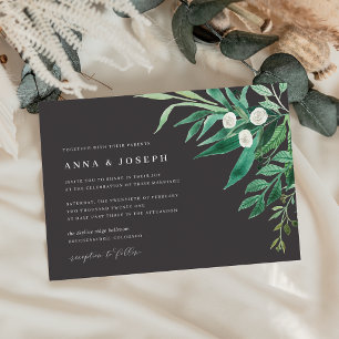 Greenhouse   Green Watercolor Foliage Wedding Invitation