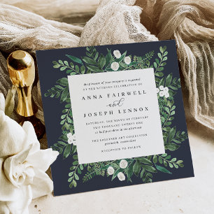 Greenhouse Square Watercolor Botanical Wedding Invitation