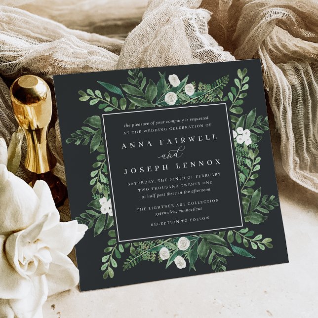Greenhouse Square | Watercolor Botanical Wedding Invitation (Creator Uploaded)