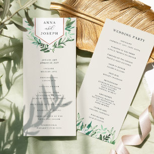 Greenhouse   Watercolor Botanical Wedding Ceremony Program