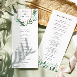 Greenhouse | Watercolor Botanical Wedding Ceremony Program<br><div class="desc">Elegant botanical wedding program features your ceremony details topped by a faux copper foil geometric element adorned with green watercolor foliage and tiny white flowers, with your names inside. Reverse side lists the members of your wedding party with easily editable text fields. Coordinates with our Greenhouse wedding invitation collection. Use...</div>