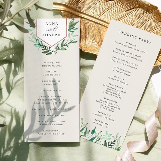 Greenhouse | Watercolor Botanical Wedding Ceremony Program (Creator Uploaded)