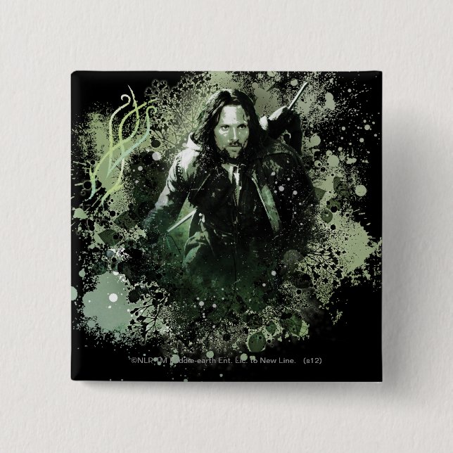 Greenish Aragorn Vector Collage 2 Inch Square Button (Front)