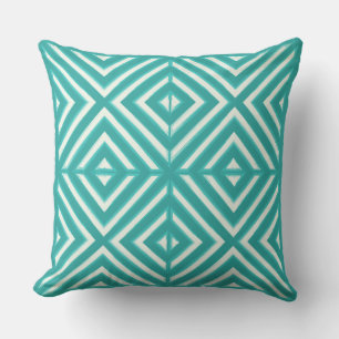 Greenish Blue and Alabaster Diamond X Throw Pillow