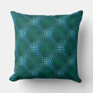 Greenish cyan grille looking puffed or inflated throw pillow