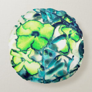 Greenish flower from changing colours round pillow
