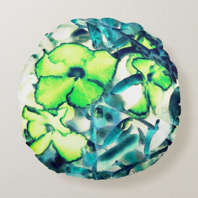 Greenish flower from changing colours round pillow (Front)