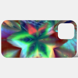 Greenish flower on stained red, under glass effect iPhone 13 pro max case