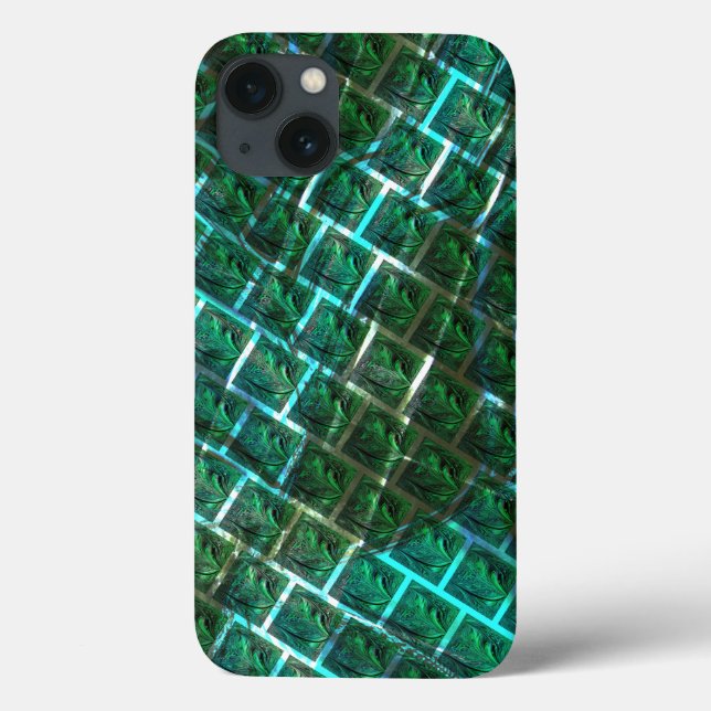 'Greenish framed eyes', scratches and blue grating Case-Mate iPhone Case (Back)