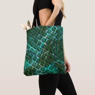 'Greenish framed eyes', scratches and blue grating Tote Bag