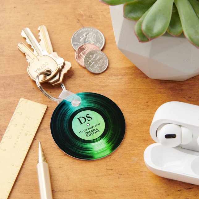 Greenish Personalized Music Vinyl Record Keychain (Desk)