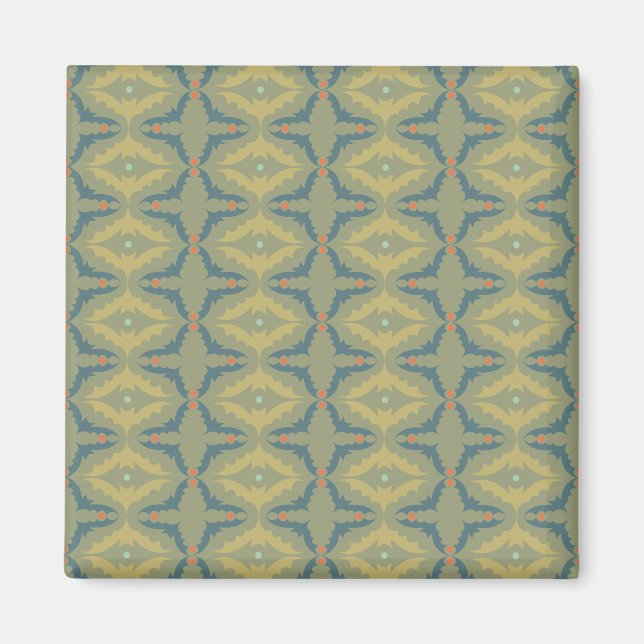 Greenish Retro Vintage Pattern Magnet (Front)