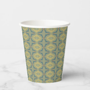 Greenish Retro Vintage Pattern Paper Cups