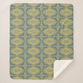 Greenish Retro Vintage Pattern Sherpa Blanket