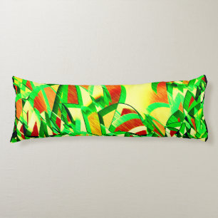 Greenish streaks over red image with drizzle body pillow