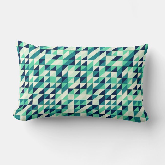 Greenish Triangle Pattern Lumbar Pillow (Front)