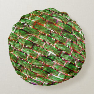 Greenish wall effect and bubbles salmon colour? round pillow