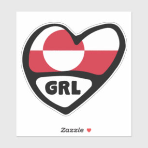 Greenland Country Code Flag Heart Pin Badge, GRL