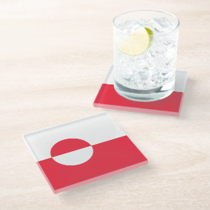 Greenland flag glass coaster