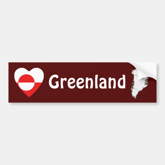 Greenland Flag Heart + Map Bumper Sticker (Front)