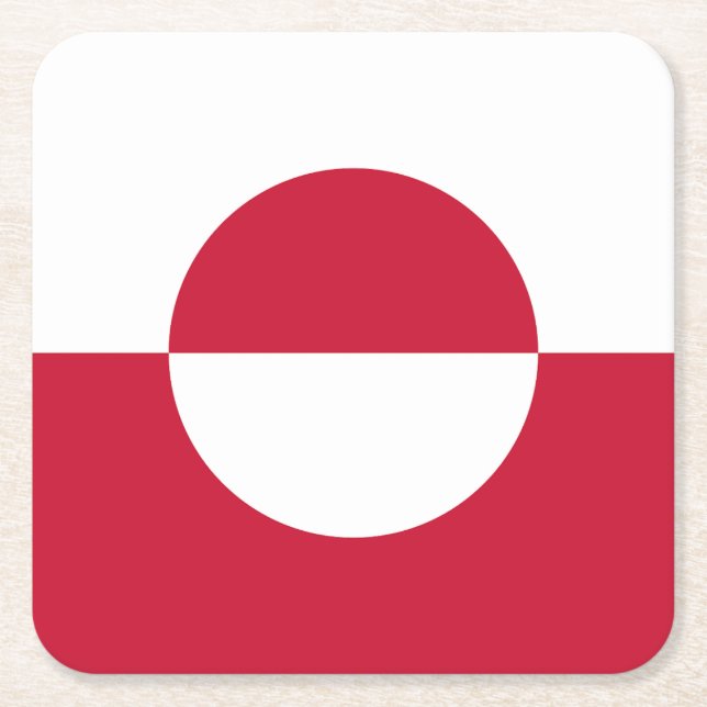 Greenland Flag Square Paper Coaster (Front)