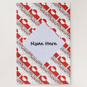 Greenland Greenlander Flag Tiled Black Personalize Jigsaw Puzzle