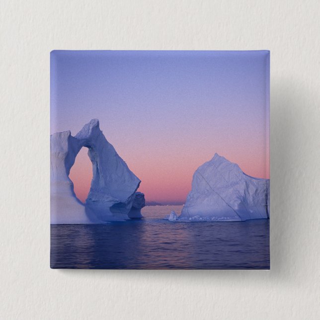Greenland, Iceberg at sunset. 2 Inch Square Button (Front)