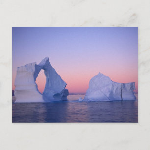 Greenland, Iceberg at sunset. Postcard