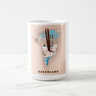 Greenland Illustrated Map travel poster print. Magic Mug