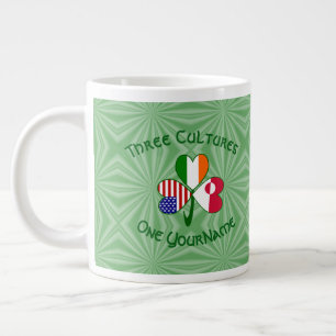 Greenland Ireland USA Shamrock Personalized Text  Large Coffee Mug
