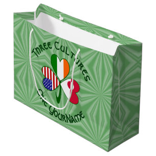 Greenland Ireland USA Shamrock Personalized Text  Large Gift Bag