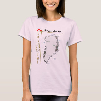 Greenland Map + Flag + Title T-Shirt