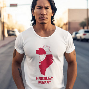 Greenland Map Red White Flag Kalaallit Nunaat T-Shirt
