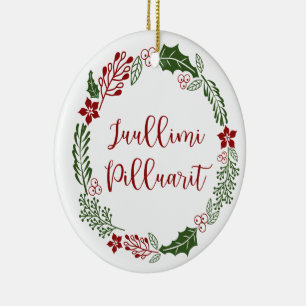 Greenland Merry Christmas Wreath Juullimi Pilluari Ceramic Ornament