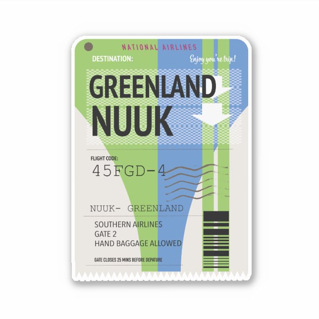 Greenland Nuuk travel ticket (Front)