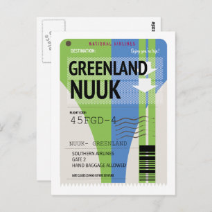 Greenland Nuuk travel ticket Postcard