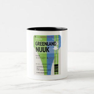 Greenland Nuuk travel ticket Two-Tone Coffee Mug