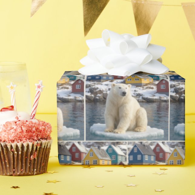 Greenland Polar Bear On an Ice Floe Wrapping Paper (Birthday Party)