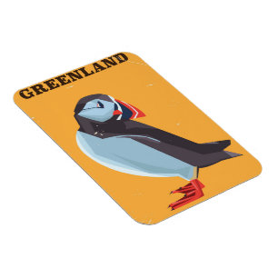 Greenland Puffin vintage travel poster Magnet