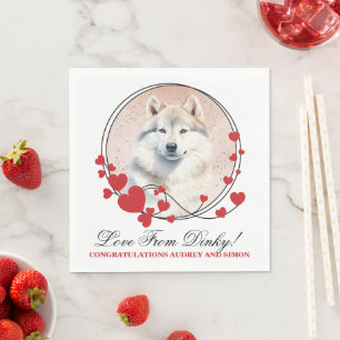 Greenland Red Heart Wreath Dog Photo Napkin
