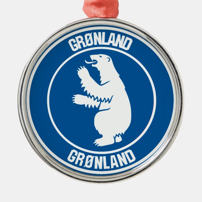 Greenland Round Emblem Metal Ornament (Front)