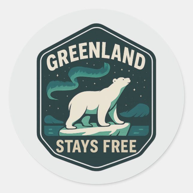 GREENLAND STAYS FREE Badge Classic Round Sticker (Front)