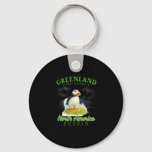 Greenland Travel Souvenir Puffin Arctic Bird Green Keychain