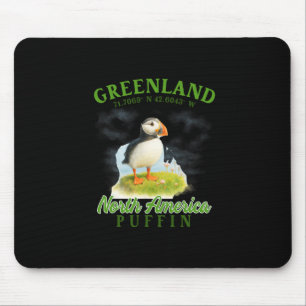 Greenland Travel Souvenir Puffin Arctic Bird Green Mouse Pad