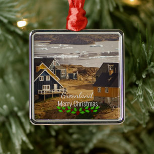 Greenland village Christmas Metal Ornament