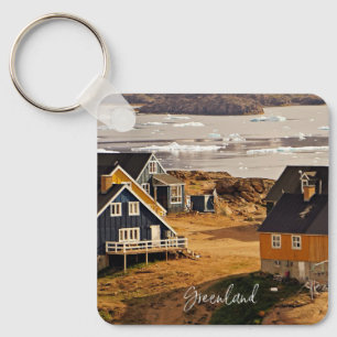 Greenland village, scenic photograph keychain
